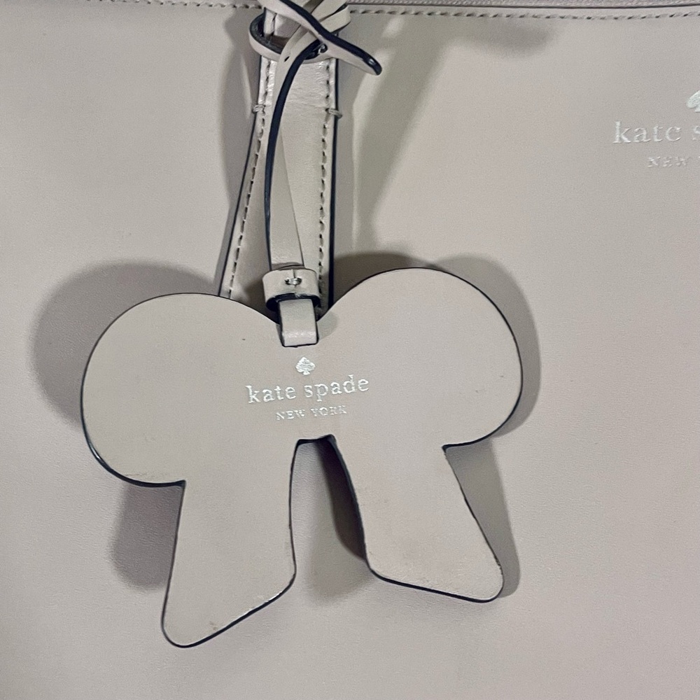 SOLD Kate Spade New York Cassy XL Leather Shopper Bow Tie Fab Lavender Gray Tote - Picture 4 of 15
